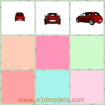 3d model of the Renault car - This is a 3d model which is about a pretty Renault car. This car has a relatively small but cute shape and it has warm red color. The inside is very spacious.