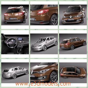 3d model renault megane estate - This is a 3d model about the Megane made in Renault in France.It is a kind of car with the hatchback and the shape is small and exquisite.