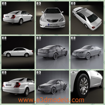 3d model saloon car of Toyota - This is a 3d model of the saloon car of Toyota,which is white and cute.The car was made in 2004 and the it was produced in Japan.