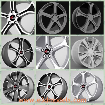 3d model the alloyed wheel - This is a 3d model of the alloyed wheel,which is detailed and made with good quality.The model is popular in many cars.