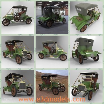 3d model the antique car made in 1909 - This is a 3d model about the antique car made in 1909,which was the product of the company Opel,which was founded on January 21, 1863 by Adam Opel, and at first made household goods, and was a major maker of sewing machines.
