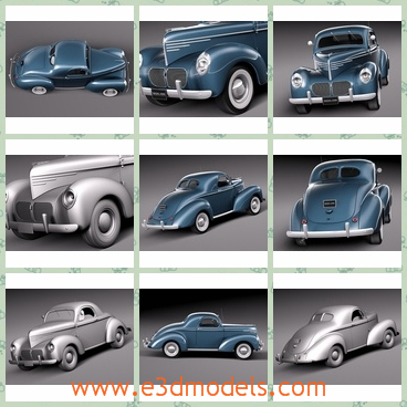 3d model the antique car made in 1940 - This is a 3d model of the antique car made in 1940,which is made during the World War Two.The model is made in special shape and in high quality.