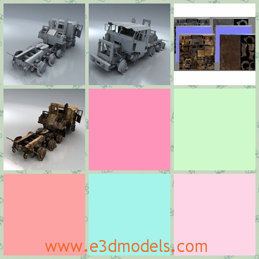 3d model the army vehicle - This is a 3d model of the army truck,which is old and rusty.The model is ruined and wrecked.