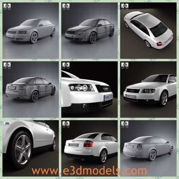3d model the audi car - This is a 3d model of the Audi car,which is modern fast.The car is made with four doors and made in Germany.