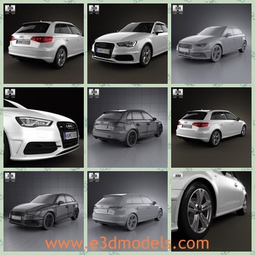 3d model the Audi car - This is a 3d model of the Audi car,which is compact and made in Germany.The car is made with five doors.