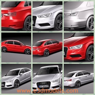 3d model the Audi car - This is a 3d model of the Audi car,which is the famous brand in Germany.The production is the car is finished by several countries in the world,each takes responsibility of one parts.