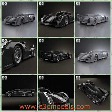 3d model the black Audi - This is a 3d model of the black Audi,which is racing car of Germany.The car is made for one person.