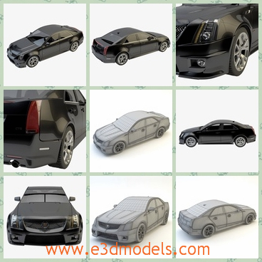 3d model the black cadillac - This is a 3d model of the black Cadillac,which is cool and modern.The car is rigged and luxury.The model contains everything that a car needs.