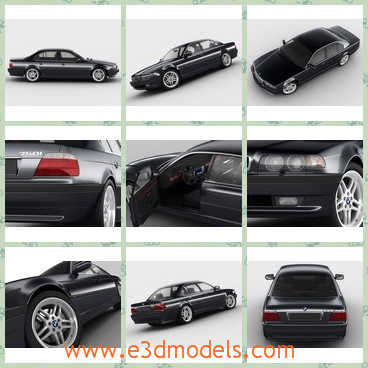 3d model the black car of BMW - This is a 3d model of the black car of BMW,which was the type of the brand in 2001.The model is luxury and made in Germany.