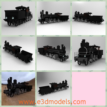 3d model the black locomotive - This is a 3d model of the black locomotive,which is old and special and is an important vehical in old time.