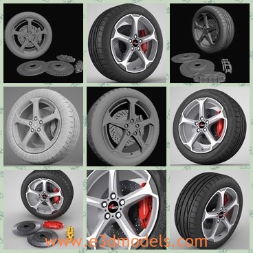 3d model the black wheel - This is a 3d model of the black wheel,which is alloyed and new.The wheel is suitable for many types of cars.