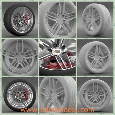 3d model the black wheel for porsche - This is a 3d model of the black wheel for Porsche cars,which  is created in real units of measurement. Model with physically accurate materials.