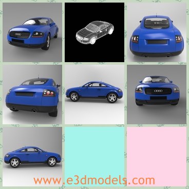 3d model the blue Audi - This is a 3d model of the blue Audi,which is modern and made with high quality.The model is famous around the world.