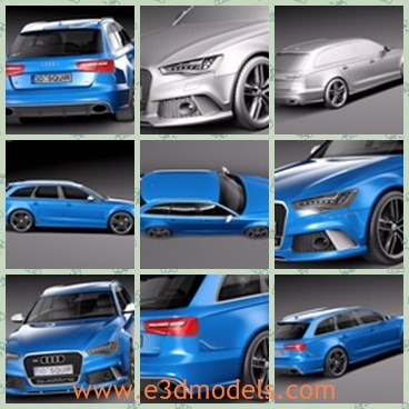 3d model the blue Audi car - This is a 3d model of the blue Audi car,which is the German wagon made in 2014.The car is popular and expensive.