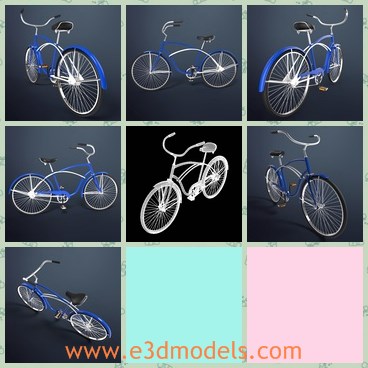 3d model the blue bicycle - This is a 3d model of the blue bicycle,which is common and popular in the life.The model is new and in a special shape.