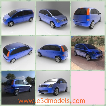 3d model the blue car of Chevrolet - This is a 3d model of the blue car of Chevrolet,which  a multi-purpose vehicle MPV produced by the German manufacturer Opel, from late 2002 to present.