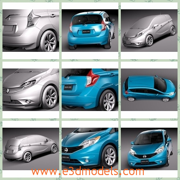 3d model the blue car of Nissan - This is a 3d model of the blue car of Nissan,which is modern and made with special materials.The model is made in 2014.
