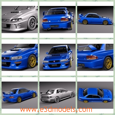 3d model the blue car of Subaru - This is a 3d model of the blue car of Subaru,which was first made in 1993 and the car was fast and safe.