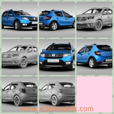 3d model the blue crossover car - This is a 3d model of the blue crossover car,which is fast and modern.The car is famous from 2013 to 2015.