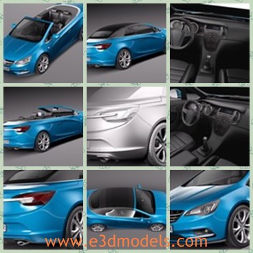 3d model the blue Opel - This is a 3d model of the blue Opel,which is convertible and made in Germany.The car is the most popular and famou type in 2014.