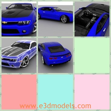 3d model the blue sports car - This is a 3d model of the blue sports car of Chevrolet,which is made in 2013.The model is famous and attractive in the world.