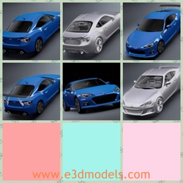 3d model the blue Subaru - THis is a 3d model of the blue Subaru,which is a kind of modern and fast sports car.The model is created with low body and four doors.
