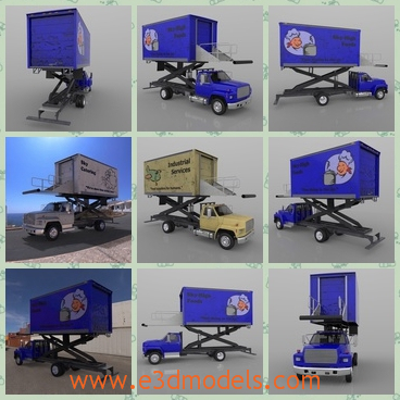 3d model the blue supply truck - This is a 3d model of the blue supply truck,which is the vehicle in the factory and the model is practical.