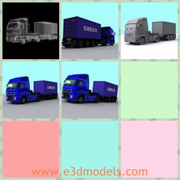 3d model the blue truck - This is a 3d model of the blue truck,which is large and heavy.The truck is created with good qualit wheels.