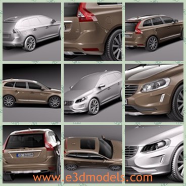 3d model the brown car of Volvo - This is a 3d model of the brown car of Volvo,which is modern and popular in the world.The model is a famous crossover made in Swedish.
