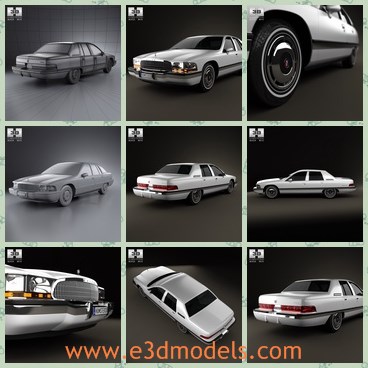 3d model the Buick in 1991 - This is a 3d model of the Buick in 1991,which is  presented as separate parts therefore materials of objects are easy to be modified or removed and standard parts are easy to be replaced.