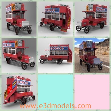 3d model the bus in 1910 - This is a 3d model of the bus in 1910,which is made at The model is composed of few parts 3 total, which are grouped and controlled via constraints.