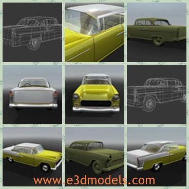 3d model the car in 1955 - This is a 3d model of the car made in 1955,which is old and made with good quality.The car is popular and made with old style.