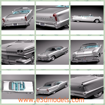 3d model the car in 1958 - This is a 3d model of the convertible car in 1958,which was the luxury at that time.The model is roofless and great.