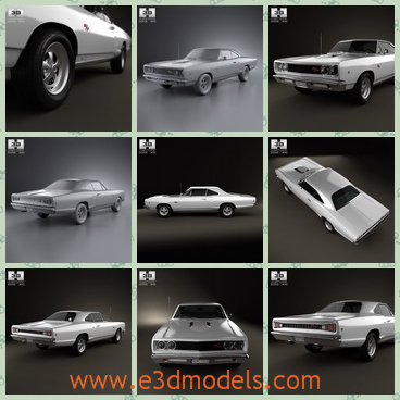 3d model the car in 1968 - This is a 3d model about the sports car,which is outdated and the model has two doors.