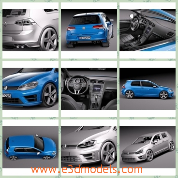 3d model the car in Germany - This is a 3d model of the car in Germany,which is blue and modern.The car is from Volkswagen and famous in the world.