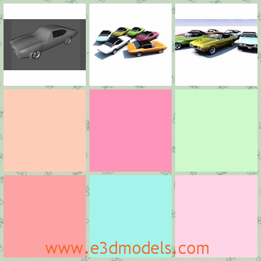 3d model the car in late 1960 - This is a 3d model of the car in late 1960,which is presented in different vibrant colors.