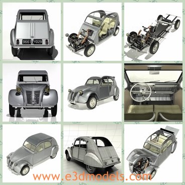 3d model the car made in 1958 - This is a 3d model of the car made in 1958,which is old and made in France.