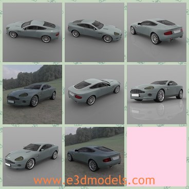 3d model the car of Aston Martin - This is a 3d model f the car of Aston Martin,which is a famou British brand.The Aston Martin Vanquish is a grand tourer that was introduced in 2001 as a successor to the aging Virage range.