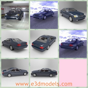 3d model the car of Benz - This is a 3d model of the car of Benz,which is a series of large sedans produced by Mercedes-Benz, a division of Daimler AG. The S-Class, a product of nine lines of Mercedes-Benz models dating since the mid-1950s.
