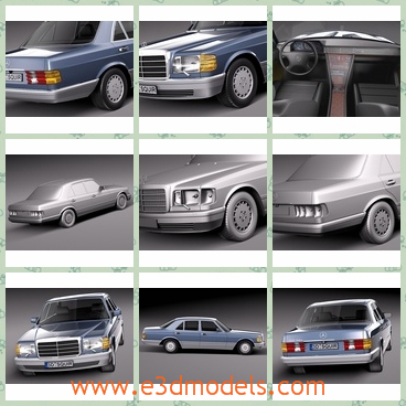 3d model the car of Benz in 1987 - This is a 3d model of the car of Benz in 1987,which is the old and outdated type of the brand,but it was a luxury at that time.