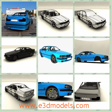 3d model the car of BMW - This is a 3d model of the car of BMW,which is the saloon car in blue.The surface is common and the design is modern.