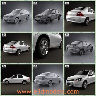 3d model the car of Chevrolet - This is a 3d model of the car of Chevrolet,which is provided combined, all main parts are presented as separate parts therefore materials of objects are easy to be modified or removed.