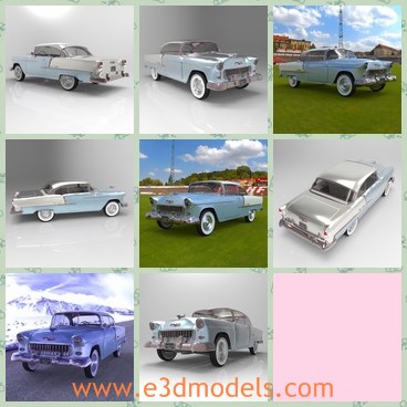 3d model the car of Chevrolet - This is a 3d model of the Chevrolet Bel Air,which was an automobile series produced by the Chevrolet division of General Motors from 1953