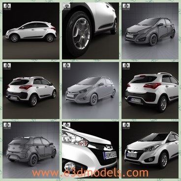 3d model the car of Hyundai - This is a 3d model of the car of Hyundai,which is compact and modern.The car has the stainless steel wheels.