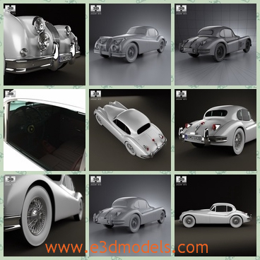 3d model the car of Jaguar - This is a 3d model of the car of Jaguar,which was made in 1954 and in high quality.The model is popular at that time when it is first made.