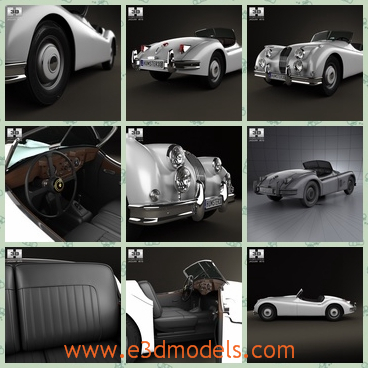 3d model the car of Jaguar - This is a 3d model about the car of Jaguar,which is the old type made in 1954.The model is the British type and popular for several years.