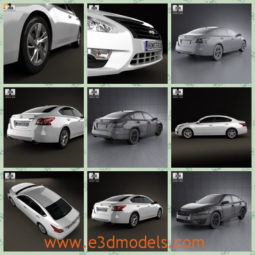 3d model the car of Nissan - This is a 3d model of the car of Nissan,which is the Japanese type made in 2013.The model is the mid-size.