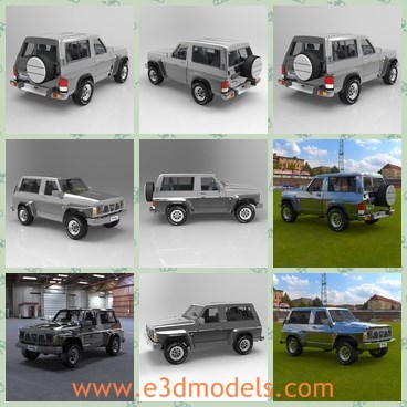 3d model the car of Nisssan - This is a 3d model of the car of Nissan,which is modern and popular.The Nissan Safari is a four-wheel drive vehicle manufactured by Nissan in Japan since 1980