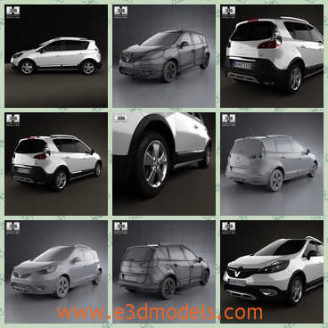 3d model the car of Renault - This is a 3d model of the car of Renault,which is famous around the world and the car is  presented as separate parts.