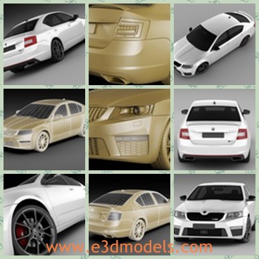3d model the car of Skoda - This is a 3d model of the caro f Skoda,which is white and made in special materials.